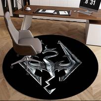Dragon Logo,Skyrim Symbol Chair mat Round Rug Office carpet, Non slip, Suitable for Living Rooms, Bedrooms Decor.1205313a 150cm by 150cm gray