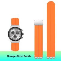 SWATCH Gumos apyrankė YCS YAS YGS IRONY YCS ycs400/404/420 Sportinė guminė laikrodžio apyrankė Magnetinis užsegimas Laikrodžio apyrankė 17/19/21mm 19mm orange