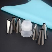 8pcs Silk Flower Tool Fondant Baking Pastry Bag Nozzle Set Stainless Steel Icing Cream Tips Reusable Kitchen DIY Cake Decoration gray