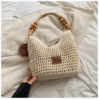 Pajūrio atostogos Paplūdimio pintas krepšys Moteriškas naujas tuščiaviduris megztas rankinukas Didelės talpos vieno peties pažastinis krepšys 38cm*14cm*35cm brown