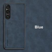 Prabangus odinis dėklas Sony Xperia 1 5 10 V 5 IV 5G, galinis dangtelis, silikoninė apsauga, telefono dėklas Sony Xperia 1 5 10 IV Coque For Xperia 5 V mėlyna
