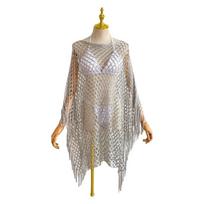 Comfortable Tassel Sunscreen Cover-up Loose Fit Plus Size Bohemian Shawl Crochet Casual Fishnet Swimsuit Cover Up Vacation One Size sidabras