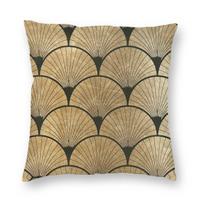 Art Deco Elegancija Auksinis Vėduoklės Pagalvės užvalkalas Poliesteris Linas Aksomas Spausdintas Užtrauktukas Dekoratyvinis Pagalvės užvalkalas Kambario Pagalvės užvalkalas Linen 65*65(CM)-1Pcs