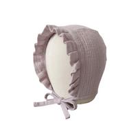 100% Cotton Muslin Baby Bonnet Chin Strap Newborn Hat Infant Beanie Cap  Girls Boys Summer Autumn violetinė