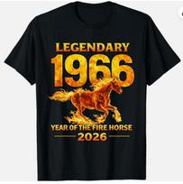1966 Ugninio Žirgo Metų Gimtadienio Kinų Zodiako Unisex Marškinėliai S orange