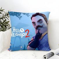Funny Horror Game H-Hello Neighbor 2 Pillow Case Linen Pillow Case Sofa Home Decor Cushion Cover Cushion Cove Peach skin 18*18(CM)-1Pcs gray