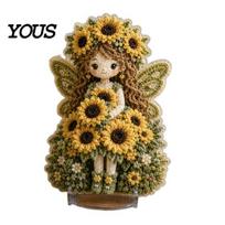 DIY Home Decor Craft Flower Fairy Fabric Poke Art Kit, 3D Doll Punch Stress Relief Crafting Hobby Needle Embroidery Kit for Adults, Handmade Gift C beige