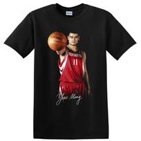 Yao Ming Houston Rockets Basketball Player Action Pose T Shirt Tee L brown