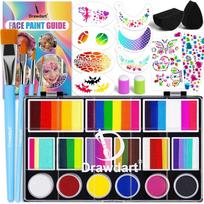 Face Painting Kit Large Split Cake Palette Glitter One Stroke Non-toxic Makeup Festival Pre 1 pcs blue