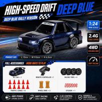 New Multifunctional 1:24 RC Car with Cool LED Lights 4-wheel Drive Desktop Drifting Racing Brushless Full Scale 2.4G Remote Control Radio Electric Car mėlyna