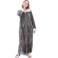 Itin ilgas plius dydis storas šiltas chalatas mėgėjams žiemos terminis flanelinis chalatas voniai Vyriški chalatai nėščiai chalatas su užtrauktuku 3XL gray