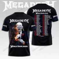 Nauja roko grupė Megadeth 43 metų turas 2026 m. 3D spausdinti marškinėliai Vyrams Moterims Mada Hip Hop Dydis Plius Gatvės Trumparankoviai Viršutiniai Marškinėliai Vaikams 6XL gray
