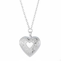 Heart Locket Necklace Keepsake Gift Photo Frame Romantic Picture Holder for Couples, white
