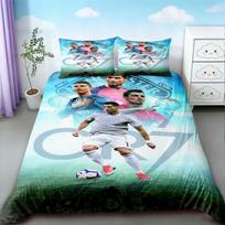 CR7 patalynės užvalkalų komplektas Futbolas Cristiano Ronaldo Miegamojo patalynės komplektas patogiam ir kvėpuojančiam miegui Gimtadienio dovanos EU Single 135*200cm/53x79in 3pcs blue