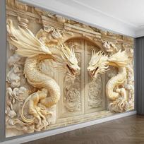 Sodrus 3D drakono gobelenas sienai su sudėtingu raižytu ir debesuotu dizainu svetainei, miegamajam. Ryškus namų dekoras, dovana 100X150CM brown