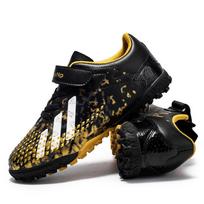 Velcro Futbolo Dirbtinės Žolės Batai Vaikams - Be Raištelių, Ilgi Kniedai, Idealiai Tinka Pradinių Mokyklų Treniruotėms ir Varžyboms 37 black