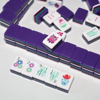 Portable American Mahjong Set: Purple Four-Layer Acrylic Edition for Casual Home & Travel Entertainment One Set gray