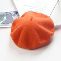 Hat Women's Winter Beret, Wool Beret Vintage Warm Painter's Hat Woolen Needle adult style (56-58cm) orange