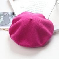 Hat Women's Winter Beret, Wool Beret Vintage Warm Painter's Hat Woolen Needle adult style (56-58cm) pink