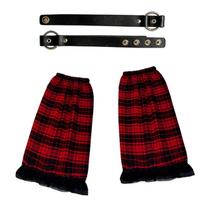 Black and Red Leg Warmer Set with Lace Trim and Removable Strap Accents for Three-Season Layered Outfits 1 black
