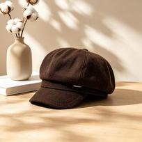 Women S Retro Octagonal Newsboy Hat Large Size Warm Autumn Winter Casual One Size kava