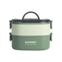 1400 ml/2000 ml nepralaidi „Bento“ priešpiečių dėžutė su „Spork“ sukraunama daugkartinio naudojimo vaikams, suaugusiems, mikrobangų krosnelėje, indaplovėje, šaldiklyje, saugi pietų dėžutė Dual Layer žalia