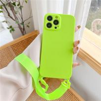 Kryžminio korpuso kaklo dirželis, dirželis, minkštas silikoninis telefono dėklas, skirtas iPhone 15 13 12 11 14 Pro Max X XR XS Max 7 8 Plus galinis dangtelis For Iphone 15Pro fluorescencinė žalia spalva
