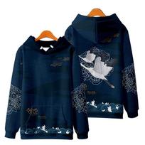 Japoniškas Harajuku su gervės raštu Hoodie Megztinis Ruduo Laisvalaikio Per didelis su gobtuvu Hoodie Hip Hop Megztinis Moterims Vyrams Drabužiai XL black