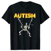 Retro Autizmo Skeletas Juokingi Vyriški Moteriški Marškinėliai Neurodivergentinis Autizmo Informuotumo Palaikymas Grafinis Marškinėlis Helovino Dovanos Vyriški Drabužiai L