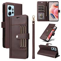 Atverčiama odinė piniginės dėklas Xiaomi Redmi Note 12 11S 12S 11 10S 10 9 Pro Max Plus 5G Flip dėklai Išorėje 6 kortelių lizdai PU Leather&Redmi Note 11S 4G kava