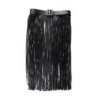 Stylish Skirt Wrap Fringe Waist Cincher Hip Scarf Waistband for Casual Cosplay Formal Wear Aesthetic Belt 1 black
