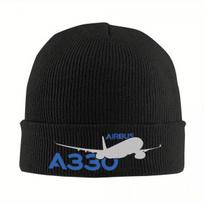 Airbus A330 Hat Autumn Winter Skullies Beanies Ski Airplane Caps Unisex Women Acrylic Knitted Hat black