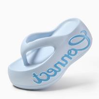 Women's Thick-Soled Flip-Flops: Soft, Versatile Thong Sandals for Summer Beachwear 38-39 kūdikio mėlyna spalva