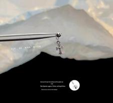 Unisex Silver Cross Helix Ear Cuff in Japanese Korean Style, Titanium Steel Cartilage Piercing Earring. gray