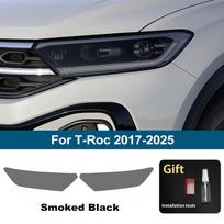 Atspari įbrėžimams, blizgi automobilio priekinių žibintų apsauginė plėvelė, dūminė juoda, išpjauta pagal Volkswagen T-Roc 2017-2025, Automobilio vinilo apdailos plėvelė For T-Roc 17-25 SMK black