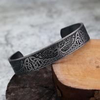 Vikingų vyriškas apyrankė Keltų Vilkas Gyvybės Medis Titano Plieno Papuošalai Patvarus Stilingas Dovana white