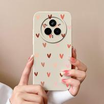 For Realme 14 Pro Plus Case Love Heart Back Cover For Realme 14Pro+ Soft High Quality Liquid Silicone Full Protection Phone Case Realme 14 Pro beige