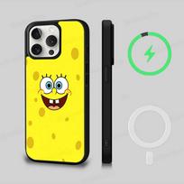 Mielas SpongeBob lėlių telefono dėklas, skirtas iPhone 17 Air 16 15 14 13 12 11 Pro Max Plus, su Magsafe belaidžio įkrovimo dangteliu iPhone 13 yellow