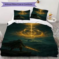 Elden Ring Pattern Bedding uilt Set uilt Cover Pillowcase Home Decoration Birthday Gift (1 * duvet cover + 2 * pillowcase without core) 135x200cm beige