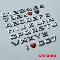 Pasidaryk pats 3D aštrios raidės, skaičiai, pilna abėcėlė, vardinė lentelė, logotipas, bagažinės ženklelis, lipdukas I Love Any Cars, juodas chromas E gray