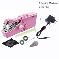 Nešiojama mini rankinė siuvimo mašina, buitinė belaidė elektrinė siuvimo mašina, rankdarbių rinkinys, greito remonto drabužių siuvimo įrankiai Set 2 - Pink gray