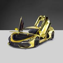1:24 Revuelto Sports Car Toy Models Alloy Diecast Veneno Supercars Sound Light Pull Back Doors Opened Model Toys for Kids Gifts beige
