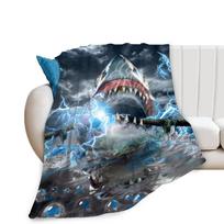 Deep Sea Shark Blanket Comfort Warmth Soft Cozy Easy Care Machine Wash Black Throw Blanket Quilt for Sofa Bed Home Decor Gifts Size: 75*100cm, Weight: 230 GSM