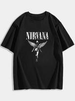 Oversized T-shirt with a Rock print 4XL black