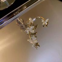 Korean Rhinestone Butterfly No-Pierce Ear Cuff - Fashionable & Versatile Earring brown