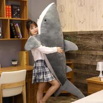 Big Size Soft Simulation Shark Plush Stuffed Sleeping Cute Pillow Cushion Animal Doll Gift For Children 60cm pilka spalva