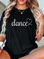 Dance heart print graphic tee T-shirt L black