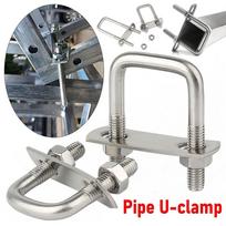 2Sets Durable Iron Square Clamp Right Angle U-bolt With Baffle Pipe U-clamp M6 Screw Squa Bolt 2Sets M6x25x50mm