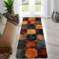 Retro rudai oranžinis aštuonkampis geometrinis ilgas kilimas, minkštas, purus, neslystantis, skalbiamas, ilgas kilimas svetainei, vidaus namų dekoravimui, kilimėlis 40X120CM
