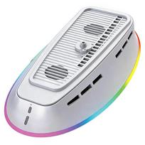 Powerful Dual Fans Cooling Stand for PS5/PS5 Slim/PS5 Pro, Multiple RGB Light Modes Racing Effect,Stable Bracket Design balta